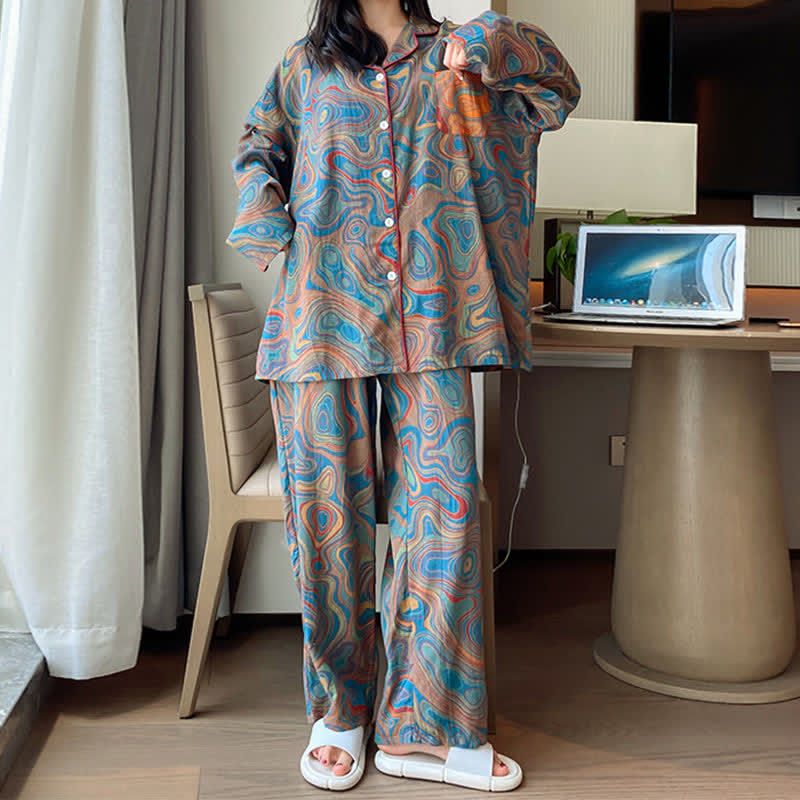 Plus Size Art Print Cotton Loungewear Set - image 1