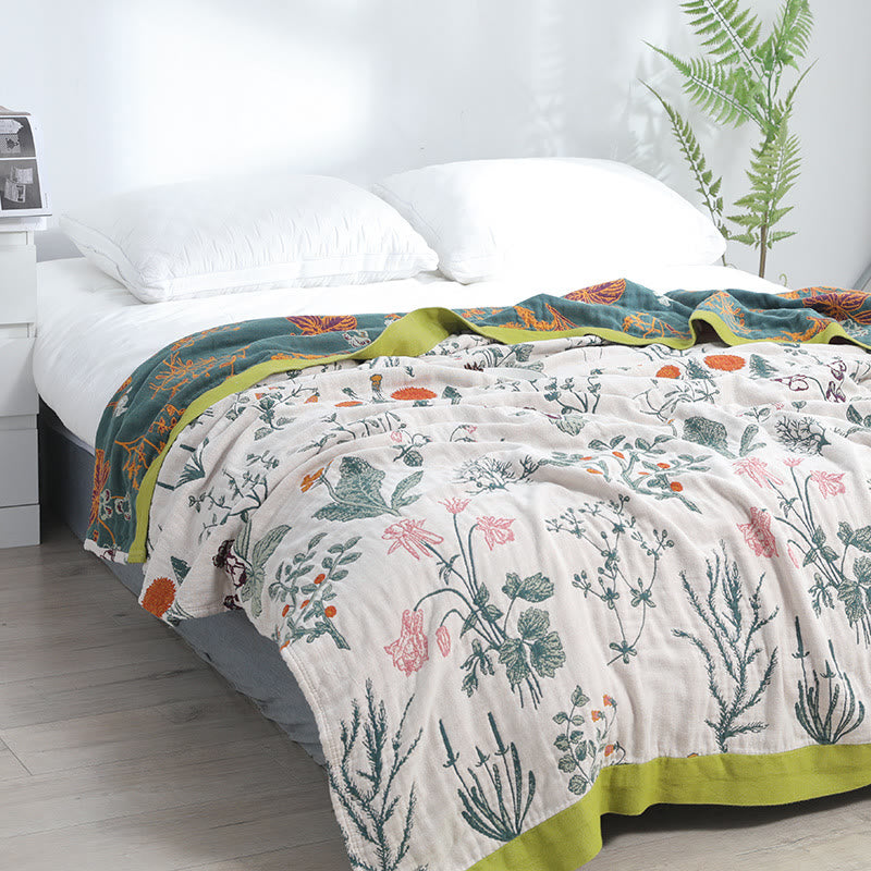 Flower Plant Cotton Reversible Soft Quilt - image 2