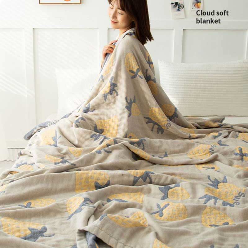 Strawberry Cotton Five Layer Soft Quilt - image 4