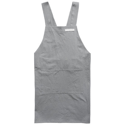 Simple Cotton Pure Color Cross-back Apron - image 13