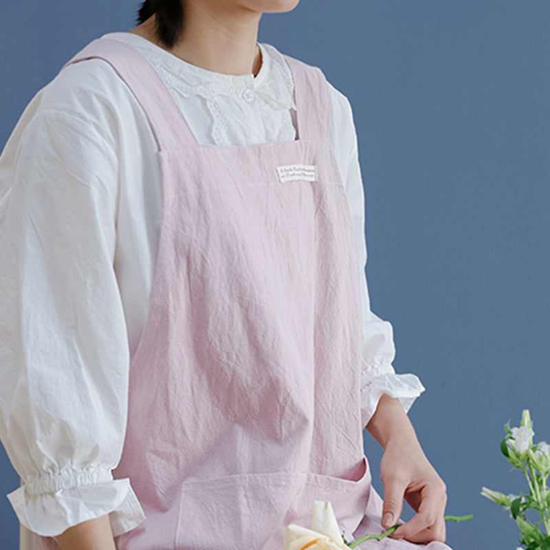 Simple Cotton Pure Color Cross-back Apron - image 17