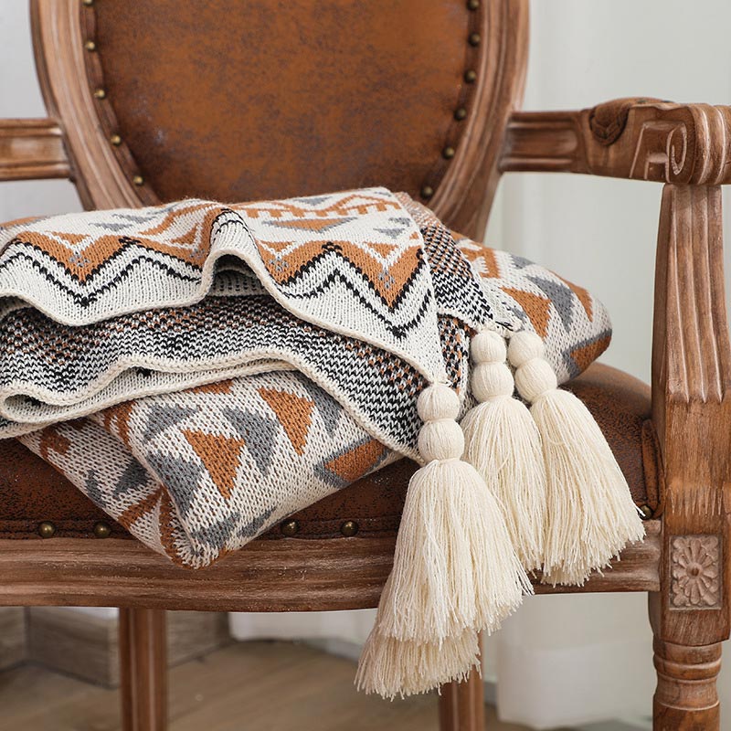 Ownkoti Cozy Shape Pattern Tassel Knitted Blanket - image 9