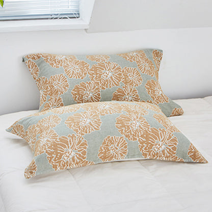 Ownkoti Flower Printed Cotton Decorative Pillow Towel (2PCS) - Light Coffee - 52cm x 75cm - image 15