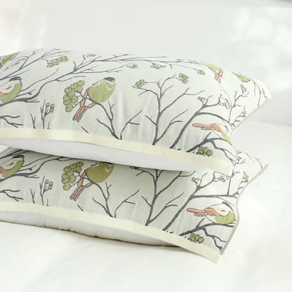 Cotton Gauze Hawthorn Bird Pillow Towel (2PCS) - image 2