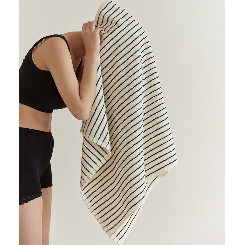 White & Black Striped Breathable Cotton Towel - image 10