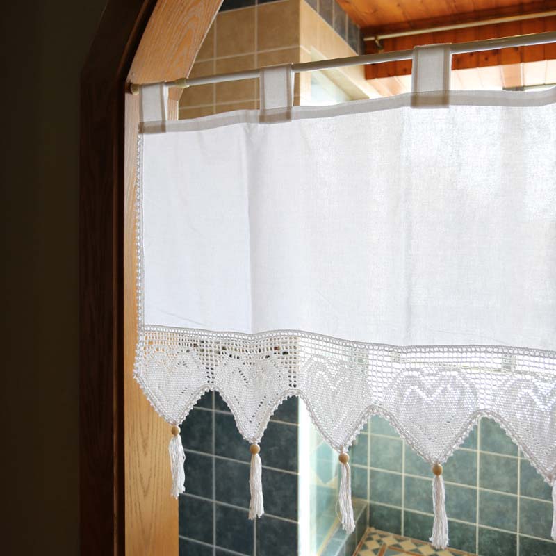 White Cotton Cabinet Curtain Short Curtain - image 1