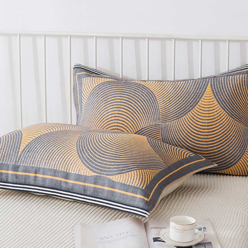 Ownkoti Circle Stripe Breathable Pillow Towel (2PCS) - Yellow - 52cm x 75cm - image 0