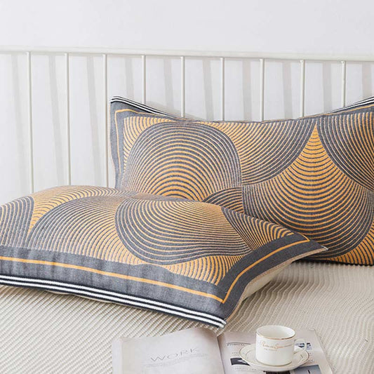 Ownkoti Circle Stripe Breathable Pillow Towel (2PCS) - Yellow - 52cm x 75cm - image 0
