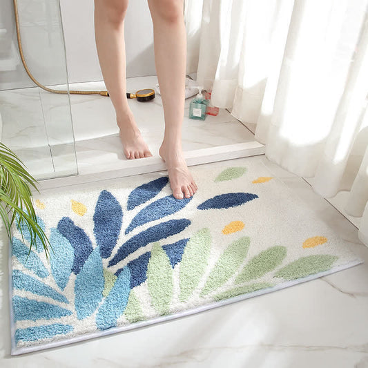 Ownkoti Leaf Pattern Soft Non-Slip Bathroom Rug - A - 19.6" x 31.5" - image 0