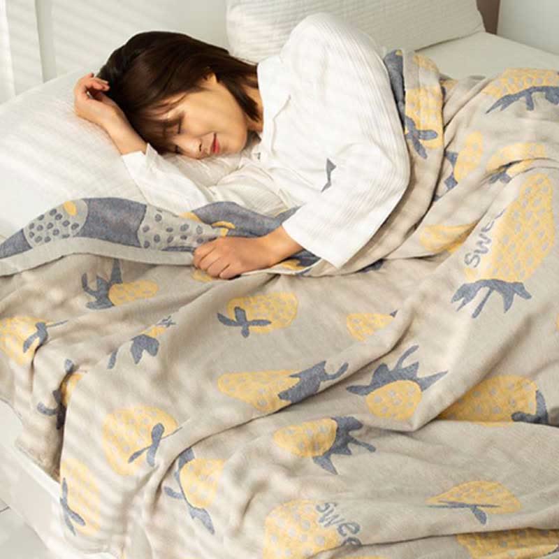 Strawberry Cotton Five Layer Soft Quilt - Gray - Queen - image 3