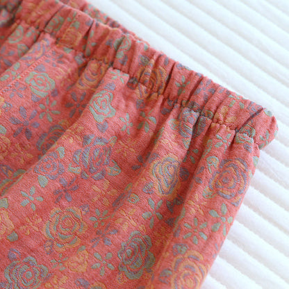 Rose Flower Cotton Lapel Nightwear Set - image 12