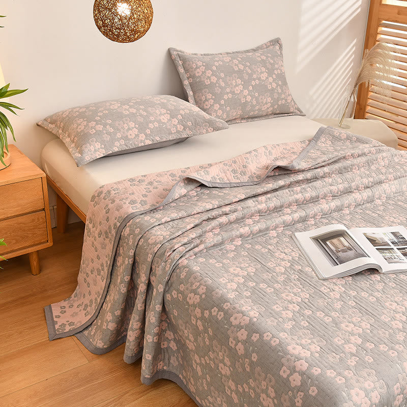 Ownkoti Cherry Blossoms Pattern Cotton Gauze Quilt - image 2