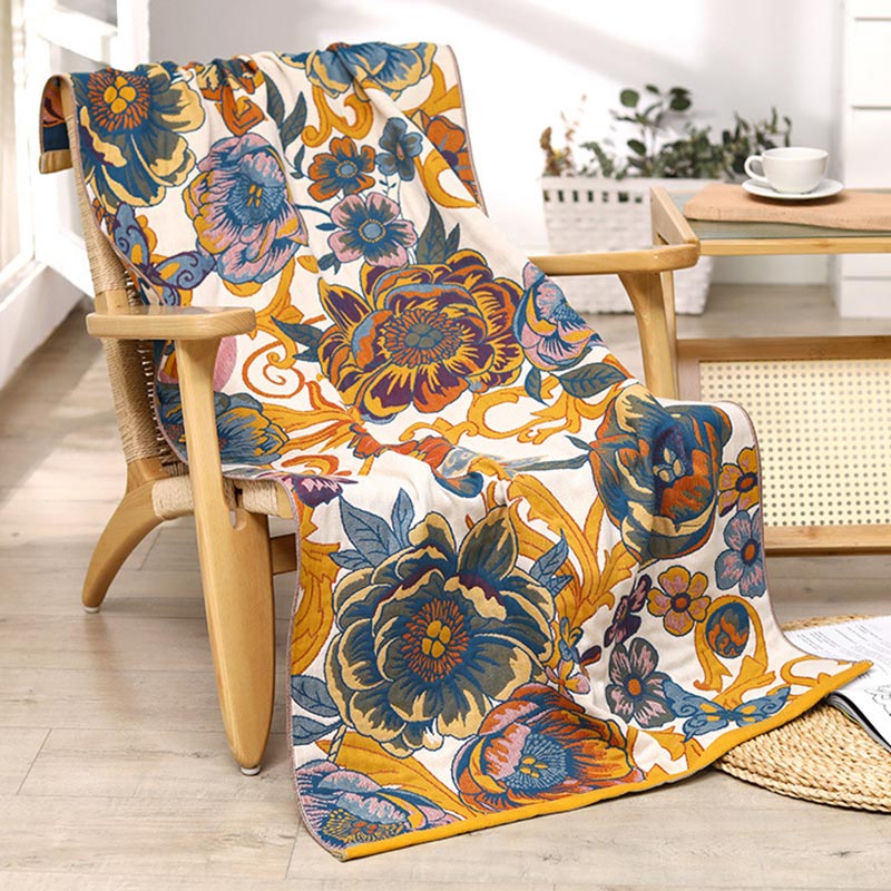 Blooming Flowers Reversible Cotton Bath Towel - image 1