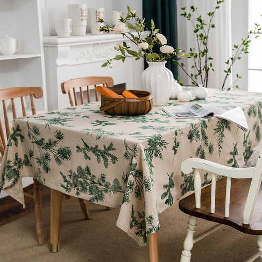 Pine Bird Cotton Linen Tablecloth - As Picture - 54" x 118" - image 0