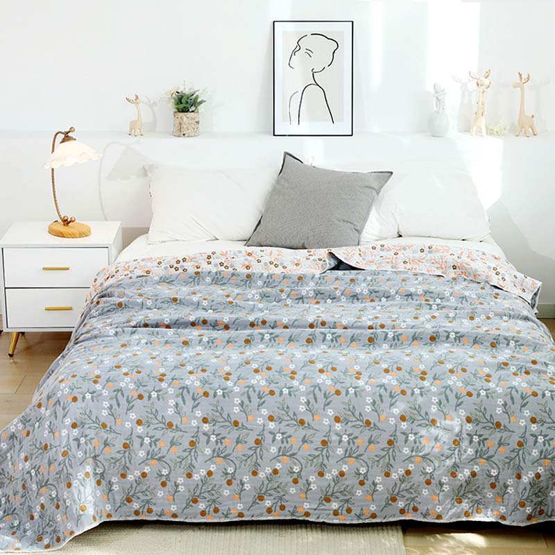Retro Reversible Coverlet Soft Floral Quilt - Gray - King - image 2