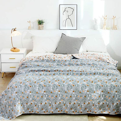 Retro Reversible Coverlet Soft Floral Quilt - Gray - King - image 2