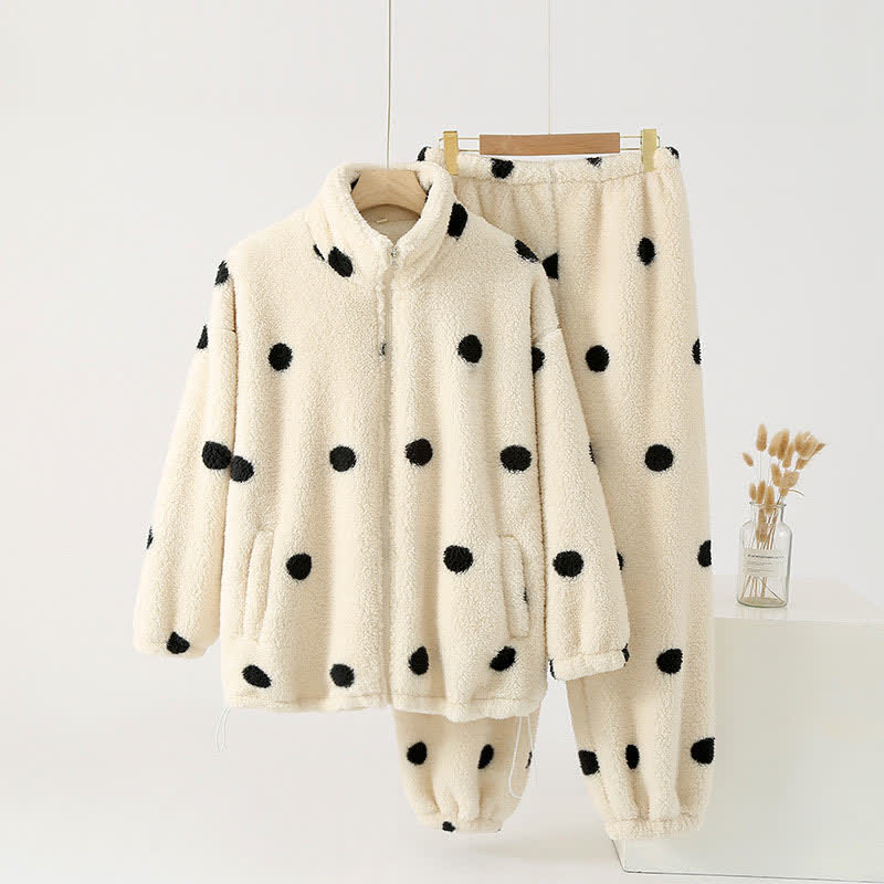 Polka Dot Long Sleeve Fleece Pajama Set - image 1