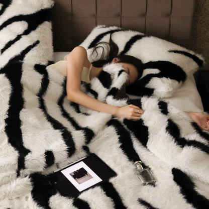 Modern Zebra Print Faux Fur Blanket - image 14