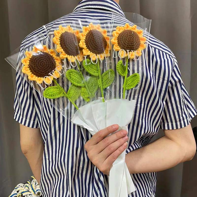 Knitted Handmade Cotton Crochet Sunflower - image 2