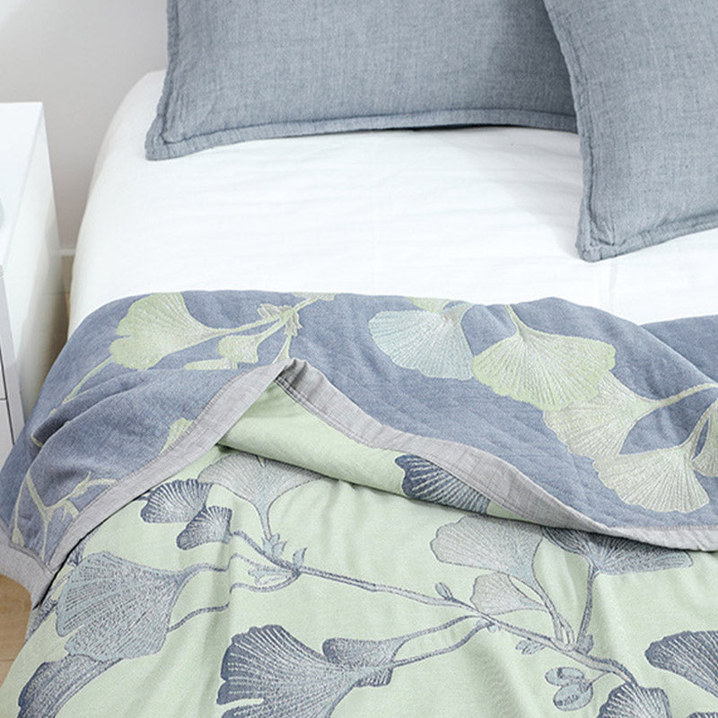 Ginkgo Leaf Cotton Gauze Reversible Quilt - image 5