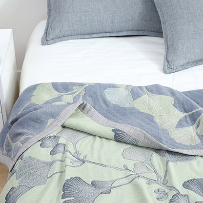 Ginkgo Leaf Cotton Gauze Reversible Quilt - image 5