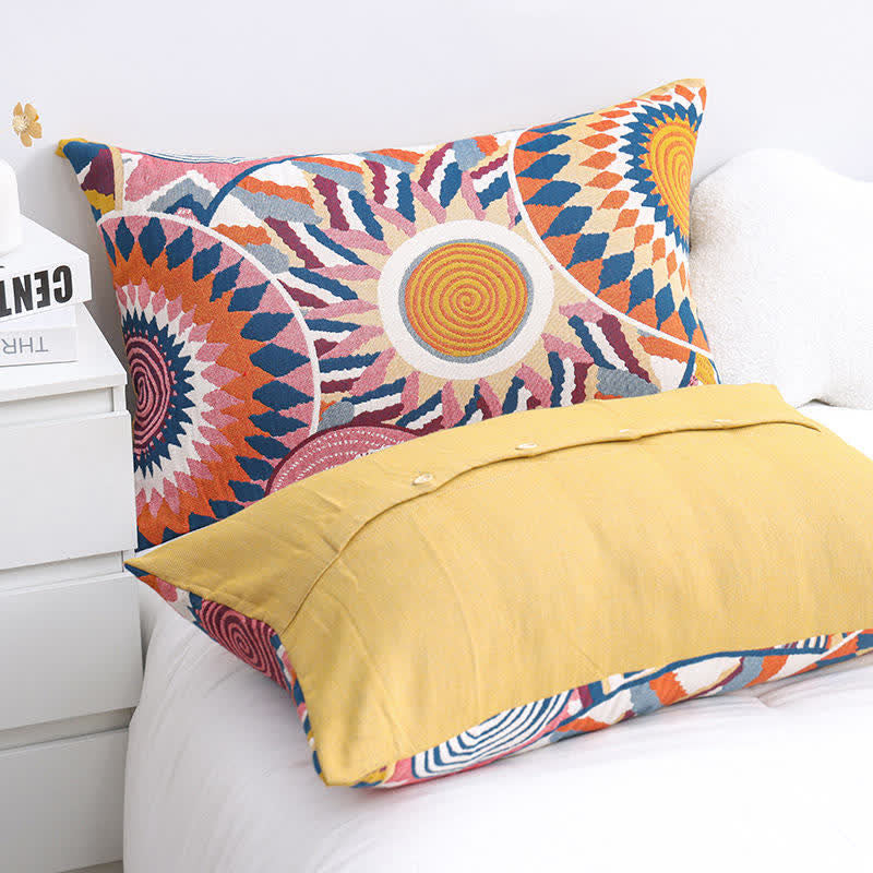 Ownkoti Nordic Sun Print Button Cotton Pillowcases (2PCS) - image 1