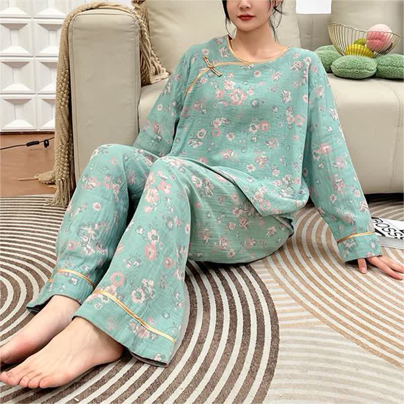 Plus-size Peony Cotton Pajama Set - image 1