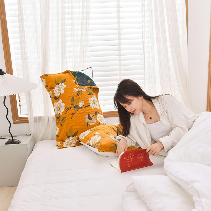 Yellow Flower Cotton Gauze Pillow Towel (2PCS) - image 10