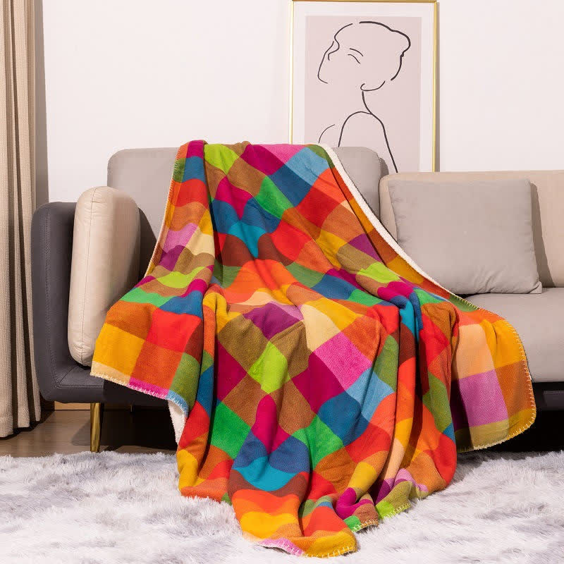 Ownkoti Colorful Plaid Pattern Thick Throw Blanket - 50" x 60" - image 0