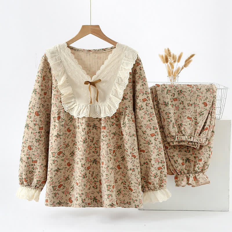 Vintage Rose Garden Cotton Loungewear Set - image 1