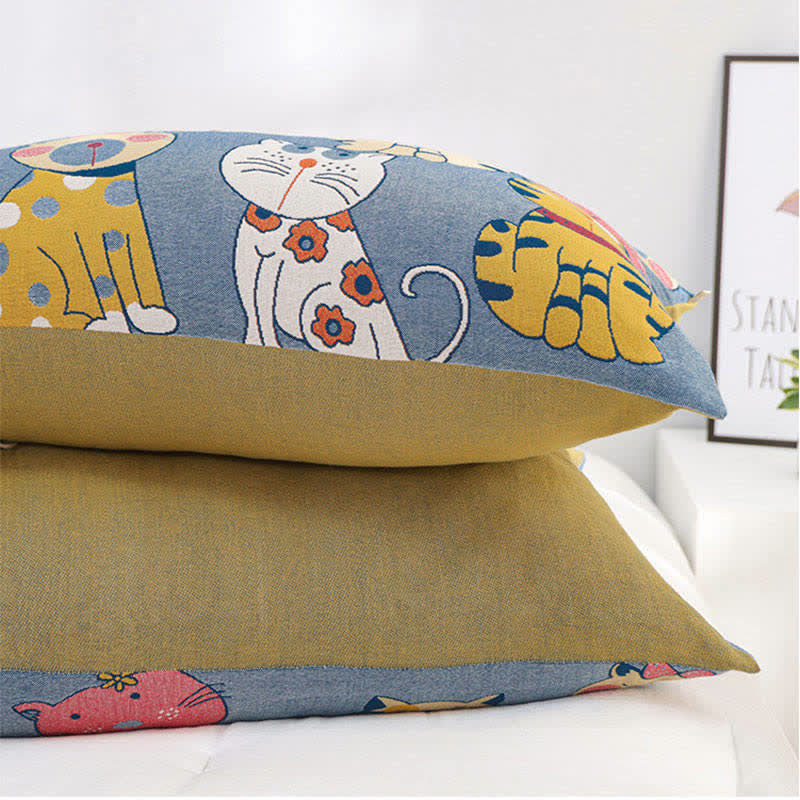 Ownkoti Cute Cats Pure Cotton Button Pillowcases (2PCS) - image 5