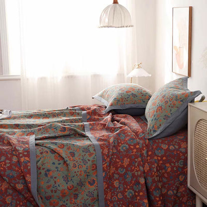 Retro Flower Pure Cotton Reversible Quilt - image 2