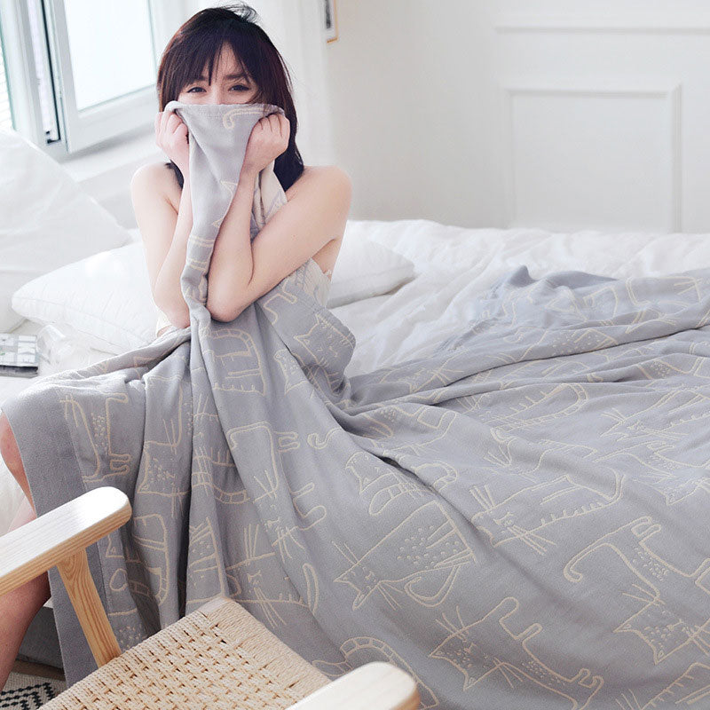 Ownkoti Cat Print Cotton Quilt Reversible Blanket - image 15