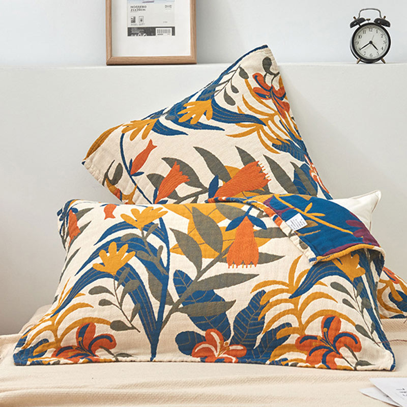 Ownkoti Soft Flower Printed Cotton Pillow Towel (2PCS) - As Picture - 52cm x 75cm - image 0