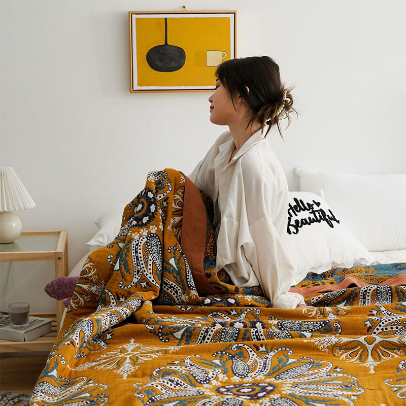 Flower Cotton Gauze Quilt Reversible Blanket - image 5