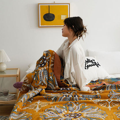 Flower Cotton Gauze Quilt Reversible Blanket - image 5