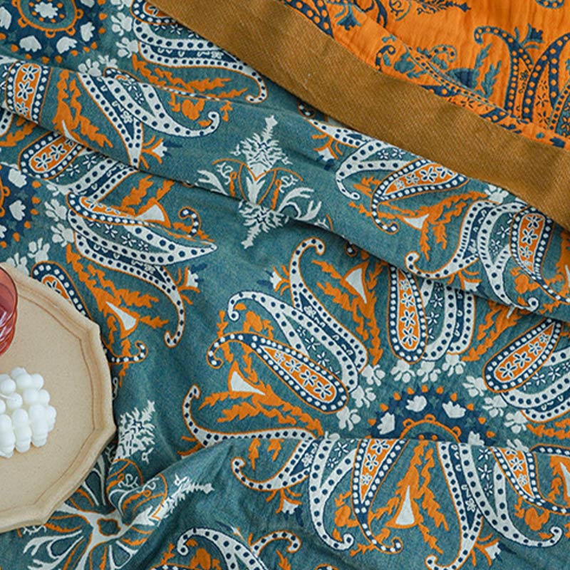 Ownkoti Dark Cyan Double-Sided Floral Cotton Quilt - image 5