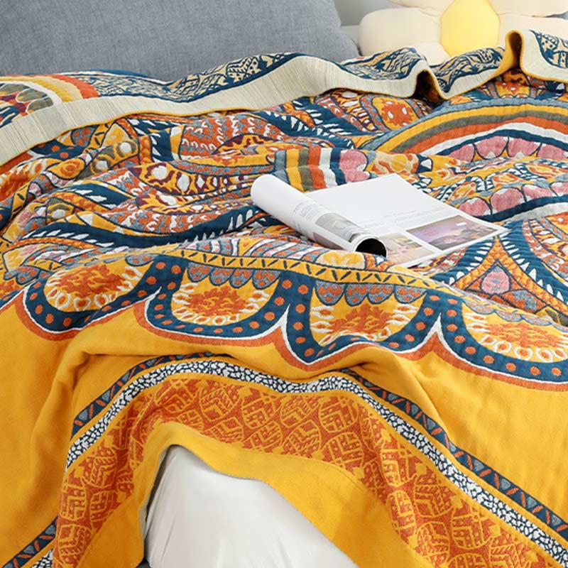 Ownkoti Bohemian Reversible Yellow Flower Summer Quilt - image 4