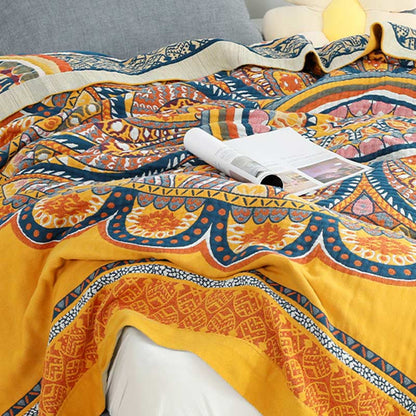 Ownkoti Bohemian Reversible Yellow Flower Summer Quilt - image 4
