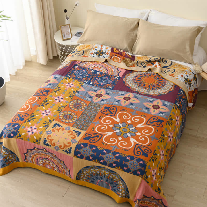 Ownkoti Plaid Colorful Flower Cotton Reversible Quilt - Queen - image 0