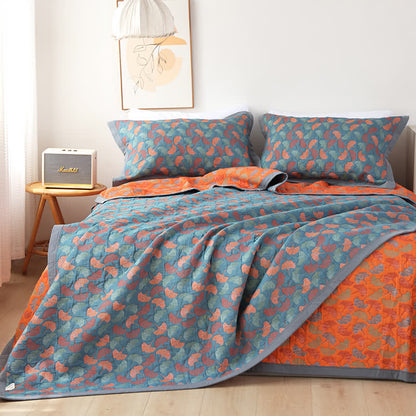 Pastoral Ginkgo Leaf Pattern Cotton Reversible Quilt - image 4