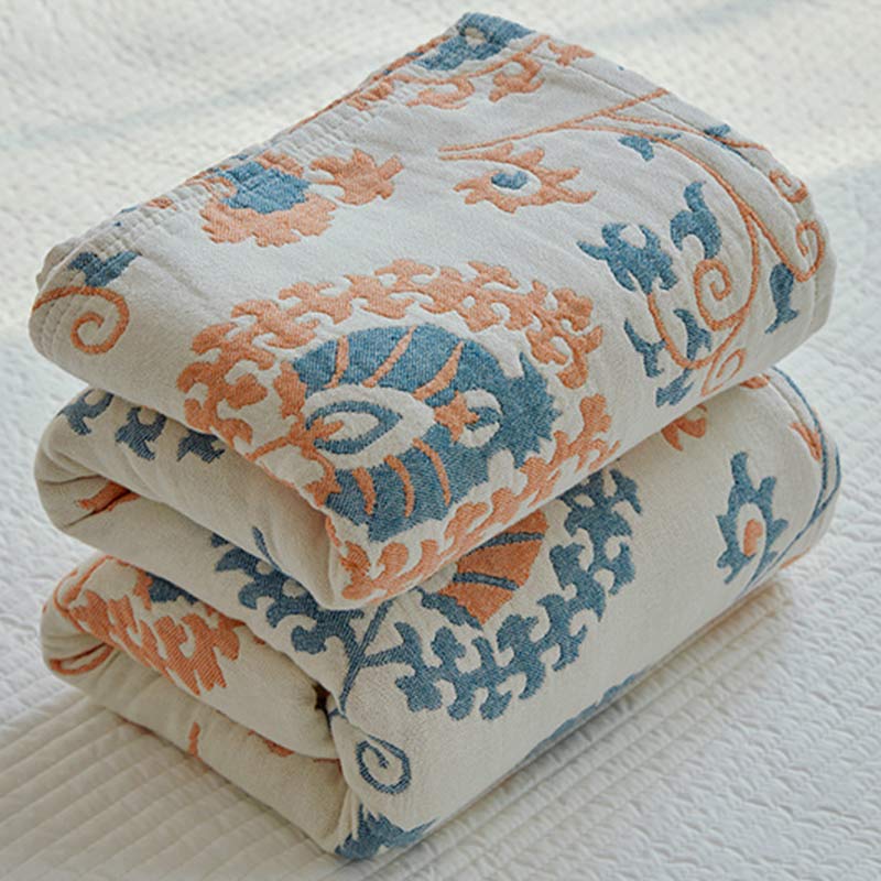 Reversible Cotton Quilt Colorful Flower Print - image 2