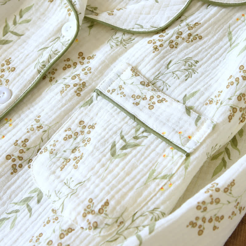 Floral Cotton Double Gauze Pajama Set - image 4