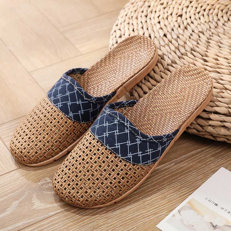 Modern Hollow-out Anti-slip Flax Slippers - Blue - 3XL - image 10