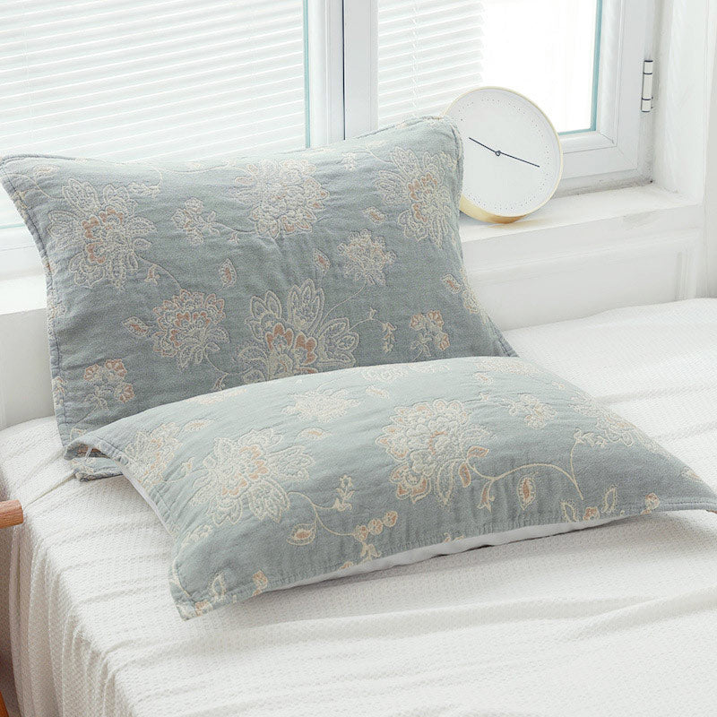 Boho Flower Cotton Double-Side Pillow Towel (2PCS) - Green - 50cm x 75cm - image 10