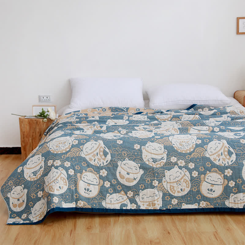 Cat Breathable Cotton Gauze Reversible Quilt - image 7