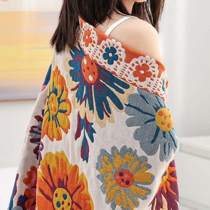 Bright Colorful Flower Cotton Reversible Quilt - image 6