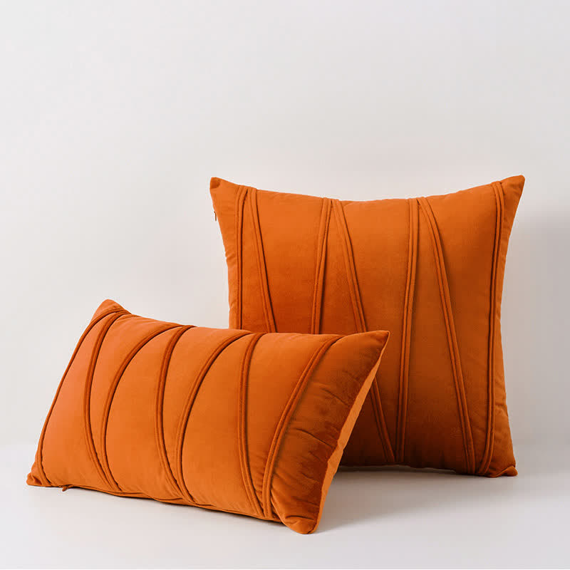 Stripe Pattern Soft Velvet Decorative Pillowcase - Orange - 50cm x 50cm - image 10