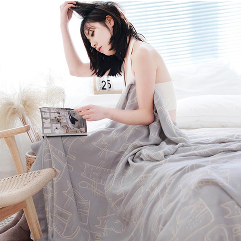 Ownkoti Cat Print Cotton Quilt Reversible Blanket - image 16