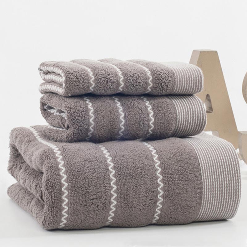 Ownkoti Striped Bath Towel Bathroom Towel Set - Light Brown - image 8